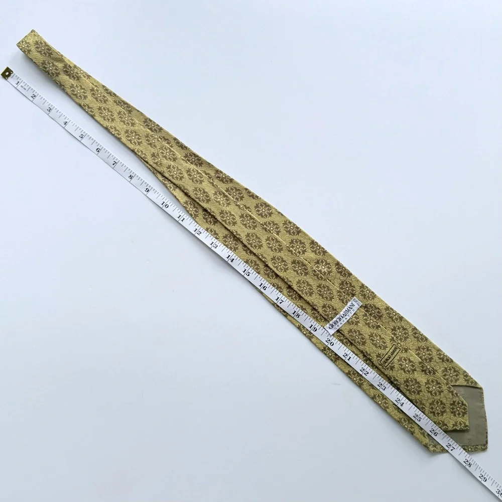 Vintage Giorgio Armani Cravatte Silk Tie Made in Italy Golden Olive Khaki